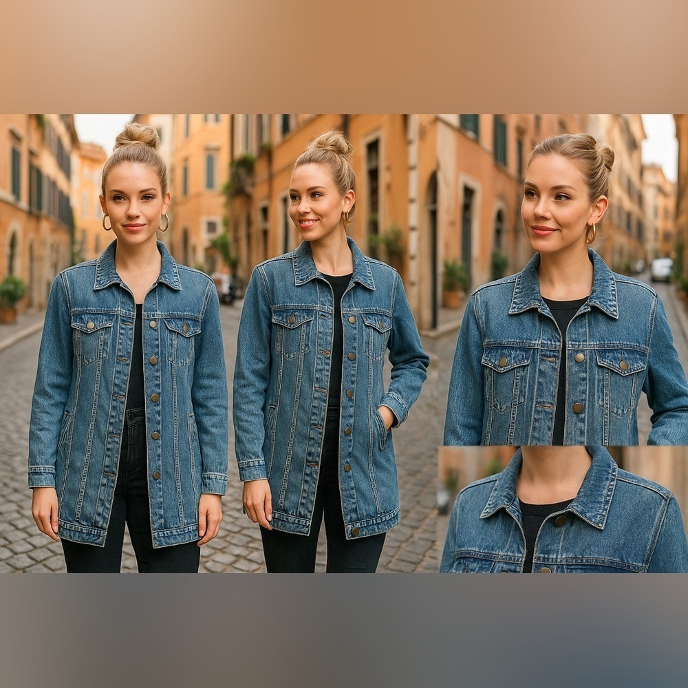 NWOT NorthStyle Longline Denim Jacket Women’s L – Vintage Wash, Snap Buttons - Picture 13 of 13
